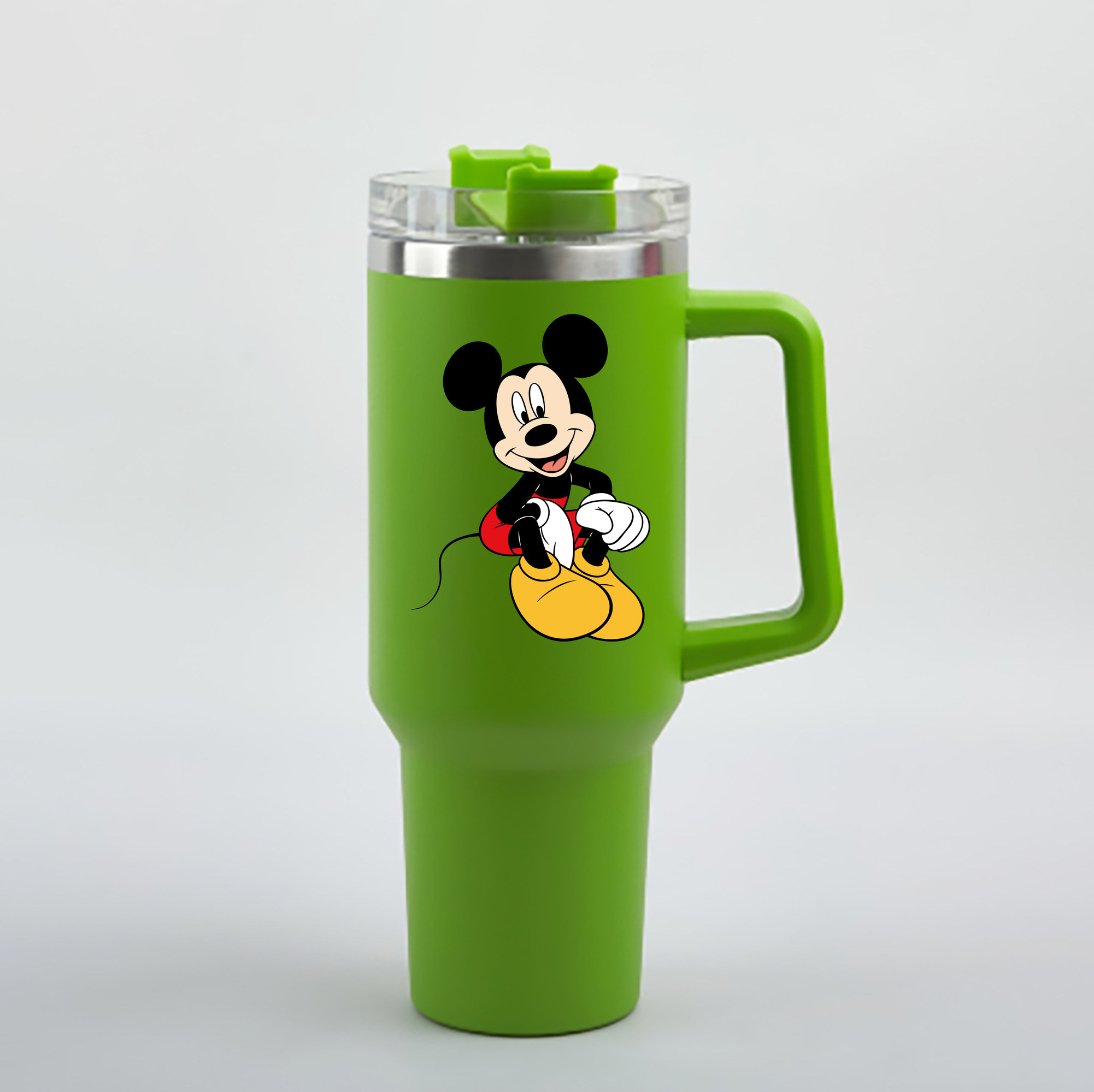（画像用） ミッキーマウス Mickey Mouse 1200mL車用タンブラー - クリスタルステッカー（プラスチックストロー付き）